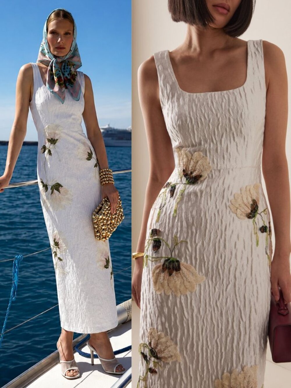 Simkhai Lilibeth Dress White Floral Jacquard Embellished Midi NWT Size‎ 6